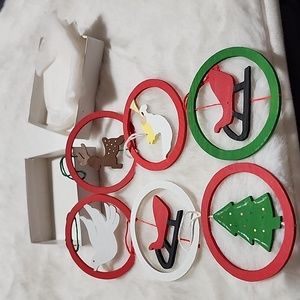 VINTAGE CHRISTMAS DECORATIVE WOODEN ORNAMENTS  HANDMADE